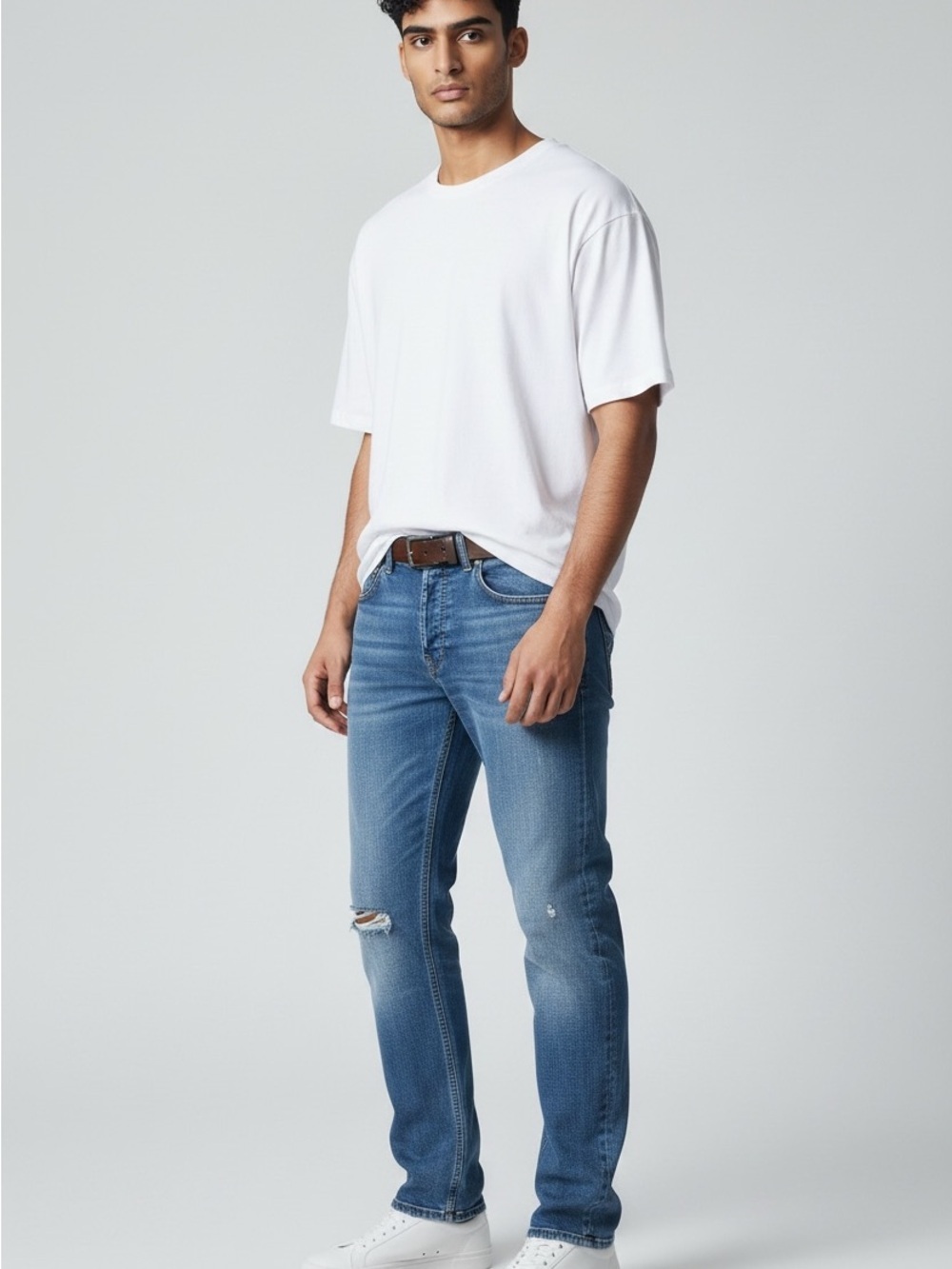 Diesel Men's Slim Straight Jeans in Light Blue Wash 36x34
